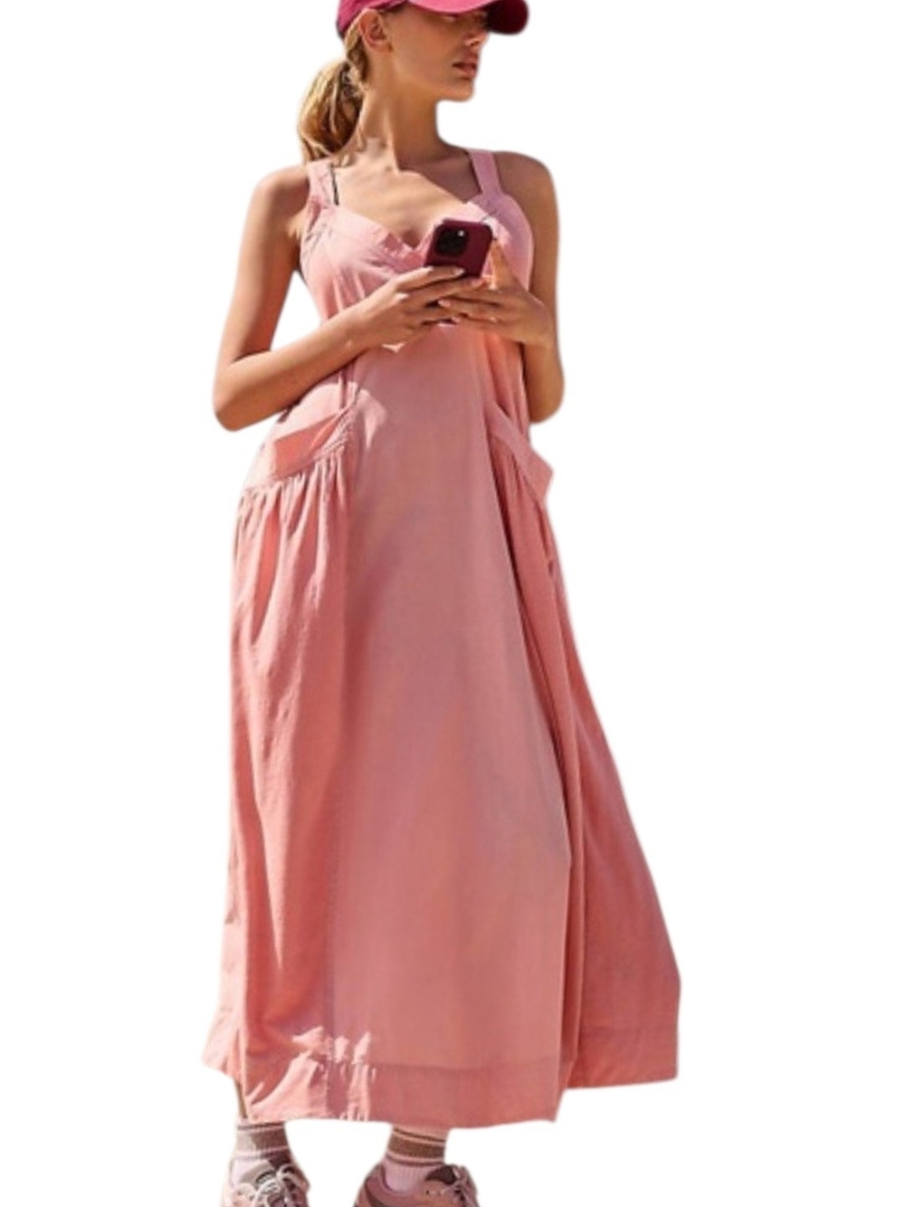 Anthropologie Daily Practice Island Sleeveless Maxi Dress S Peach Pink Cotton - Picture 4 of 16
